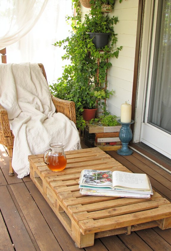 reclaimed pallet table with hidden storage