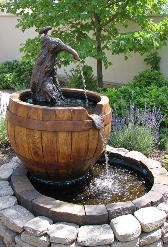 recycled barrel garden fountain recycled barrel garden fountain