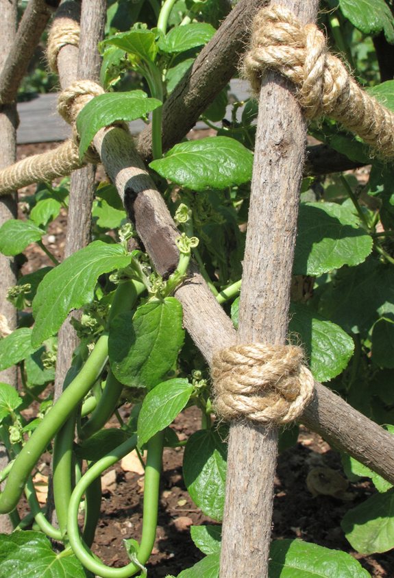 rope wrapped bean stakes