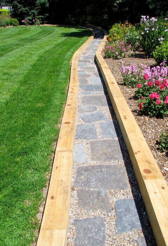 rustic timber stone edge