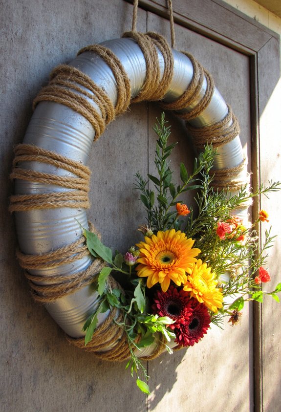 rustic tin can wreath