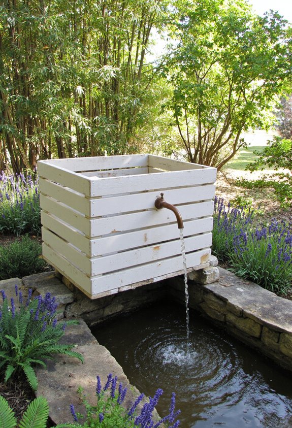 rustic wooden hanging fountain