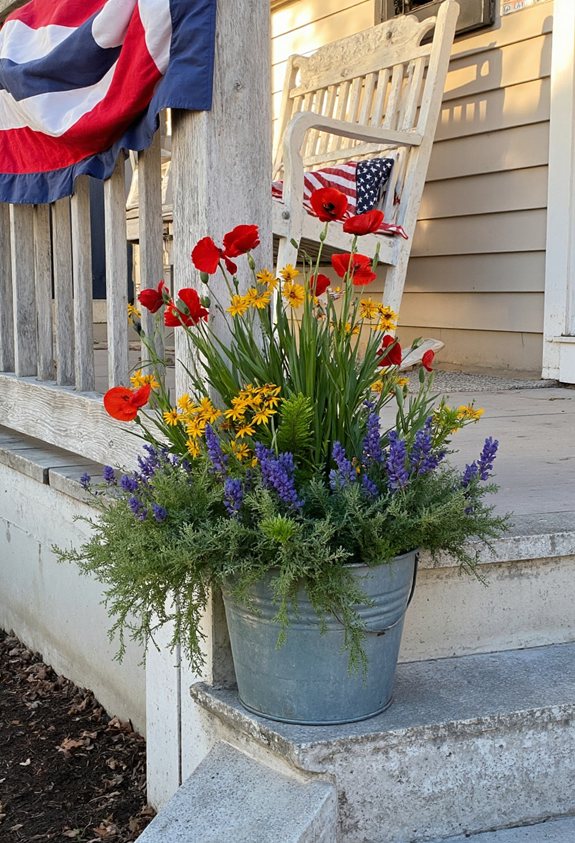 rusty bucket wildflower centerpiece