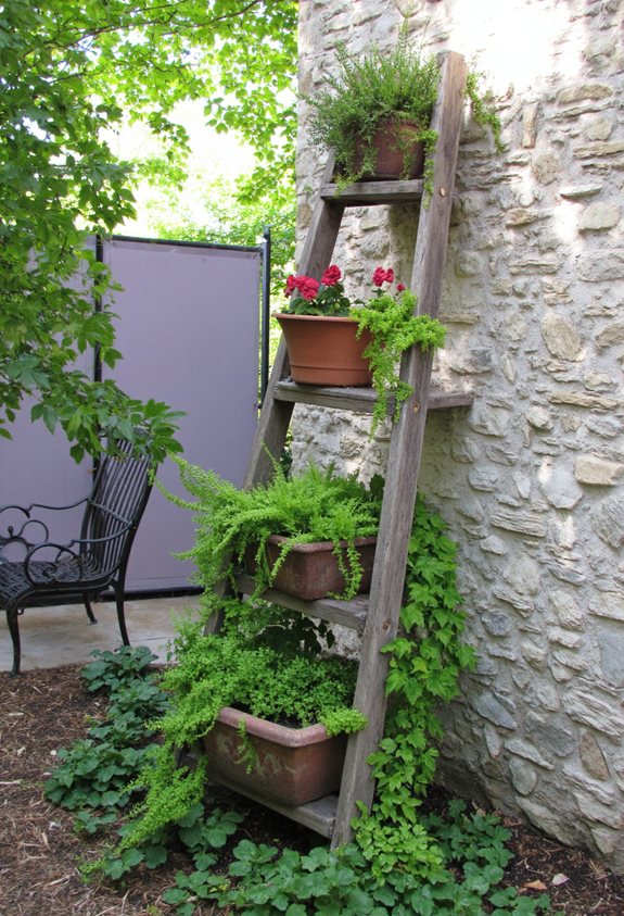 rusty ladder plant shelf