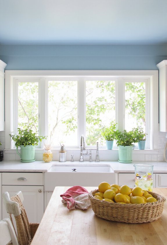 soft sky blue kitchen ceiling