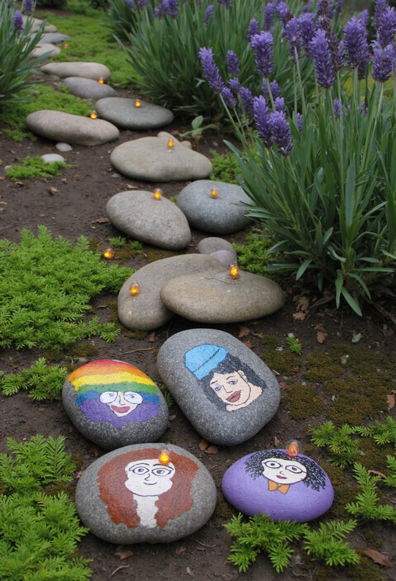 solar powered garden lantern rocks