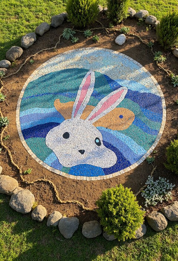 squirrel bird stone mosaic