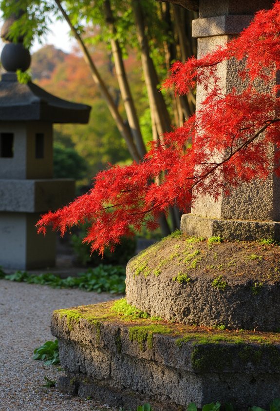 stone lantern maple serenity