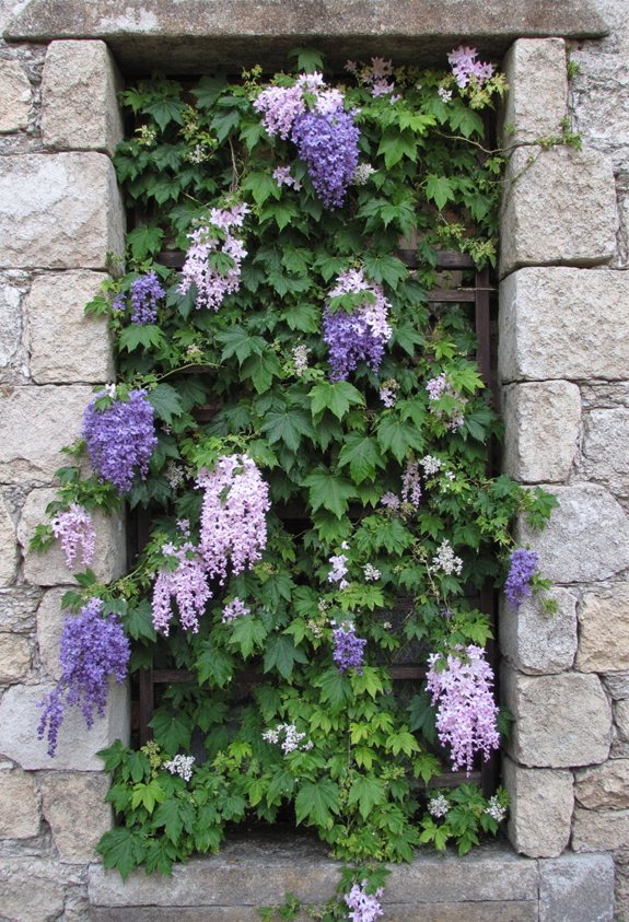 stone wall clematis showcase