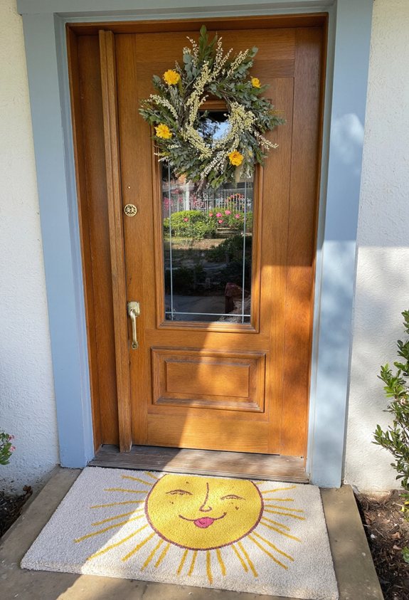 sunny themed weather resistant doormat