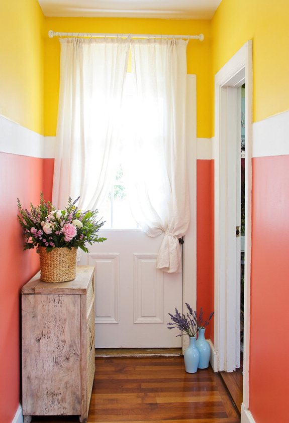 sunny yellow coral stripes