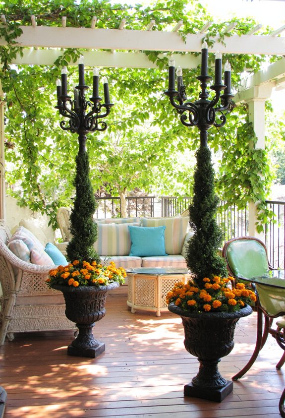 tall metal candelabra planters