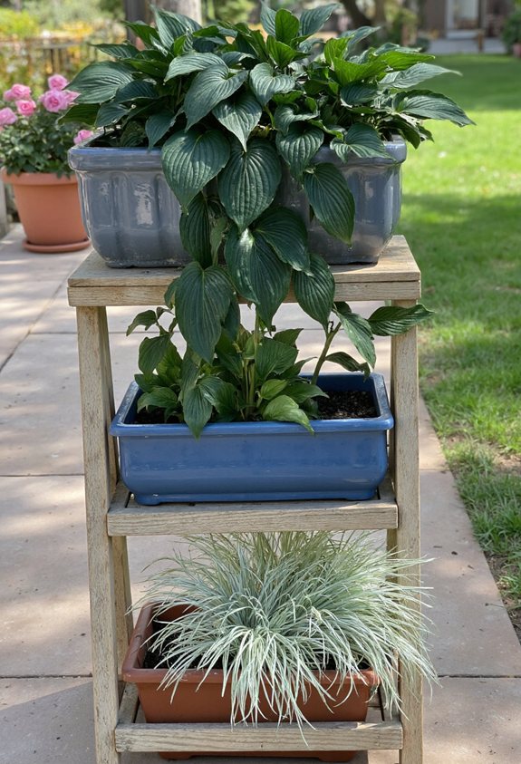 tiered hosta patio garden