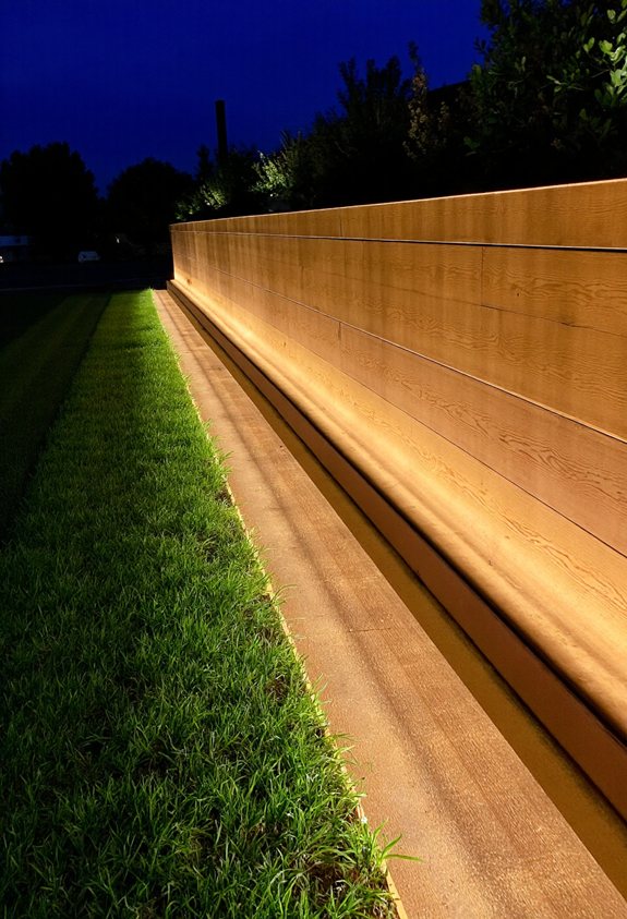 timber backed led pathway glow