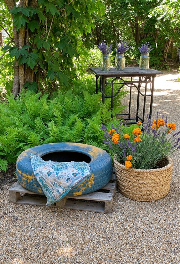 tire garden seating makeover