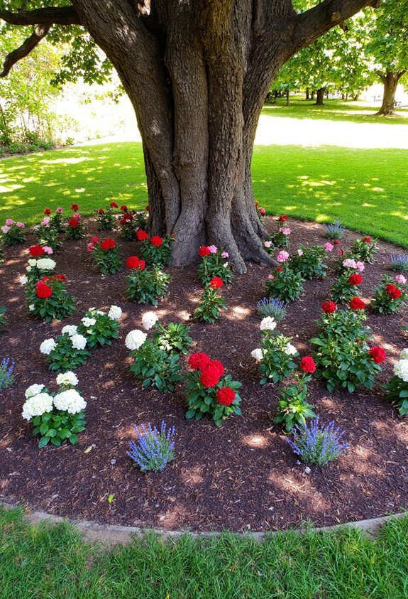tree wrapped classic rose garden