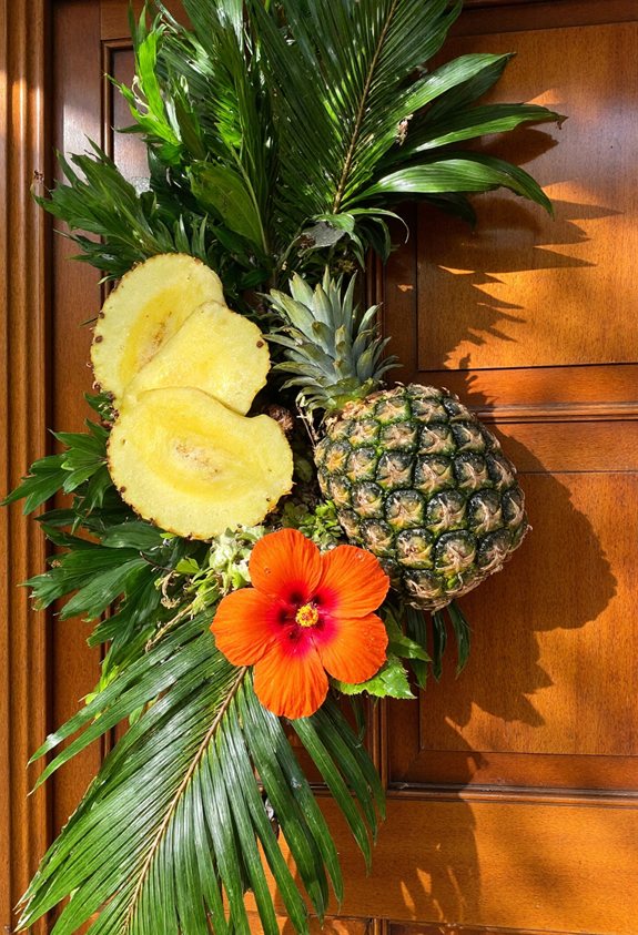 tropical pineapple palm wreath