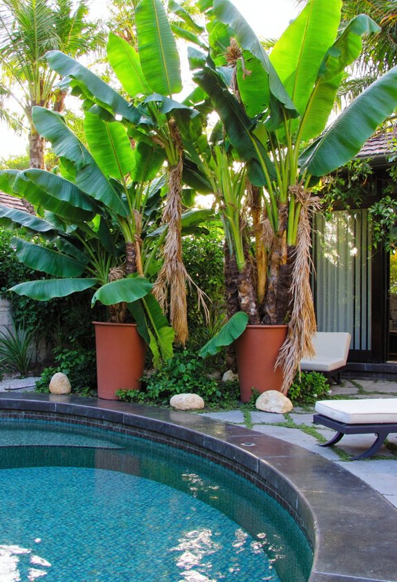 tropical poolside foliage