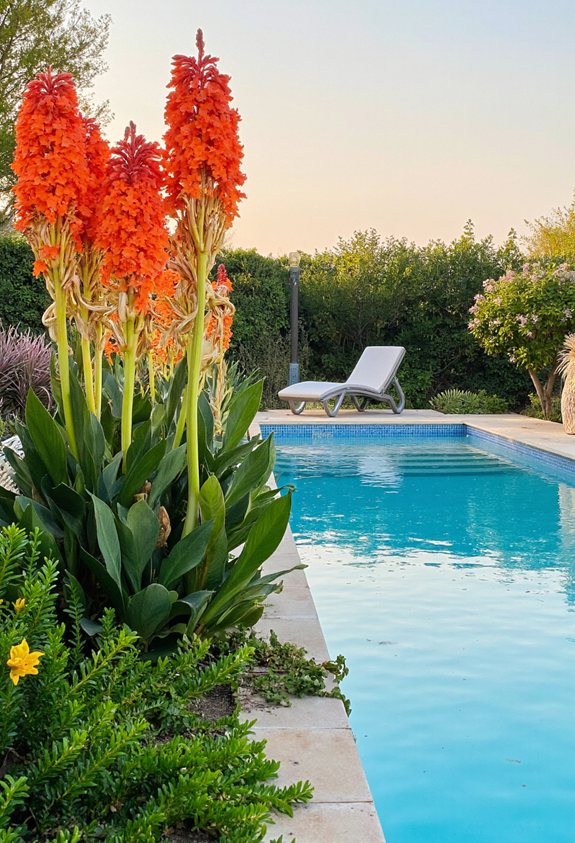 tropical poolside low maintenance blooms