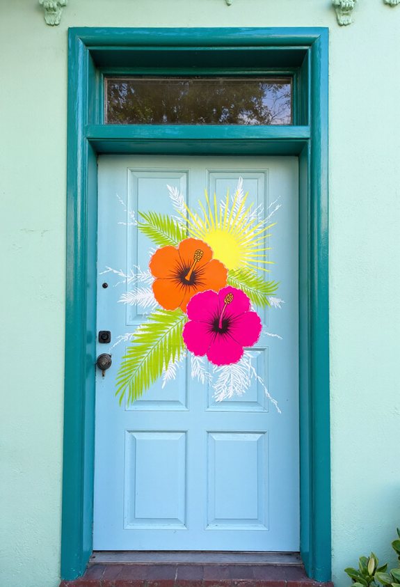 tropical pop art door decals