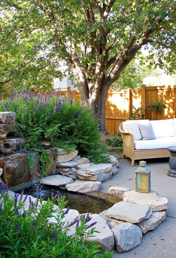 water feature bench retreat
