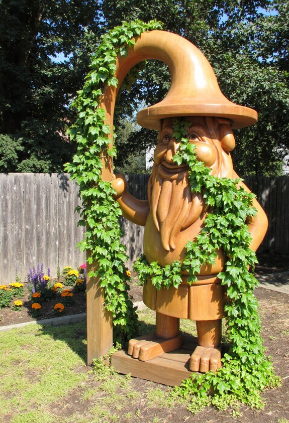 whimsical gnome garden trellis