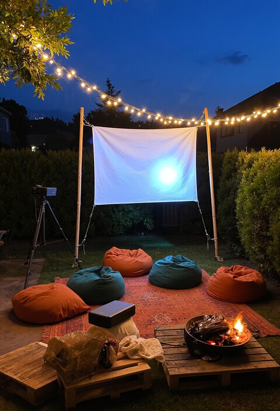 backyard movie night setup