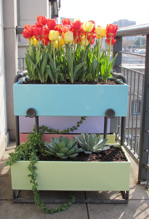 balcony tiered container garden