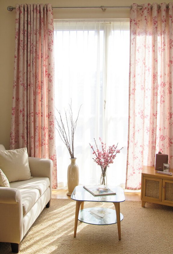 blossom patterned light filtering curtains
