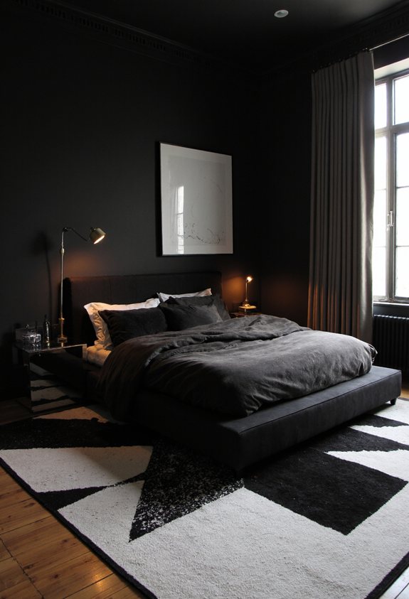 bold black white graphic rug