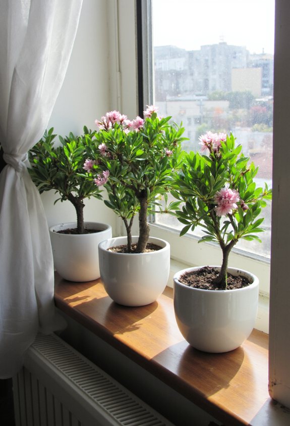 cherry trees on windowsills