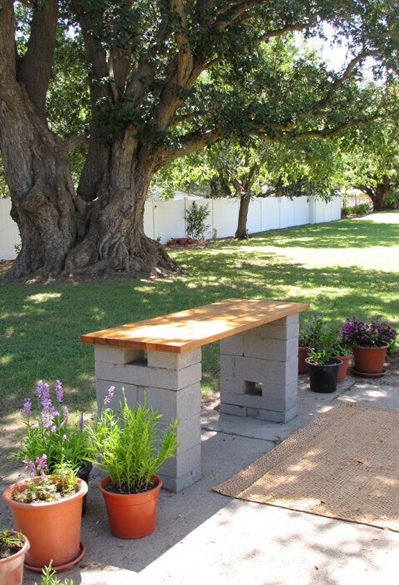 cinder block bench construction
