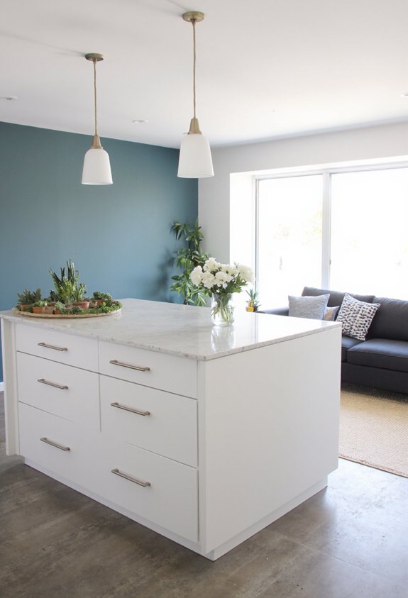 clean line island with hidden storage