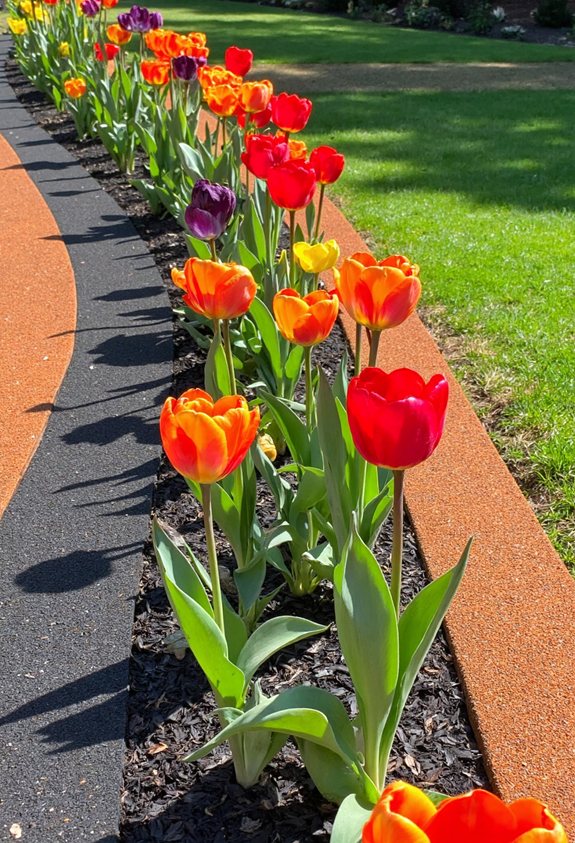 colorful mulch frames tulips