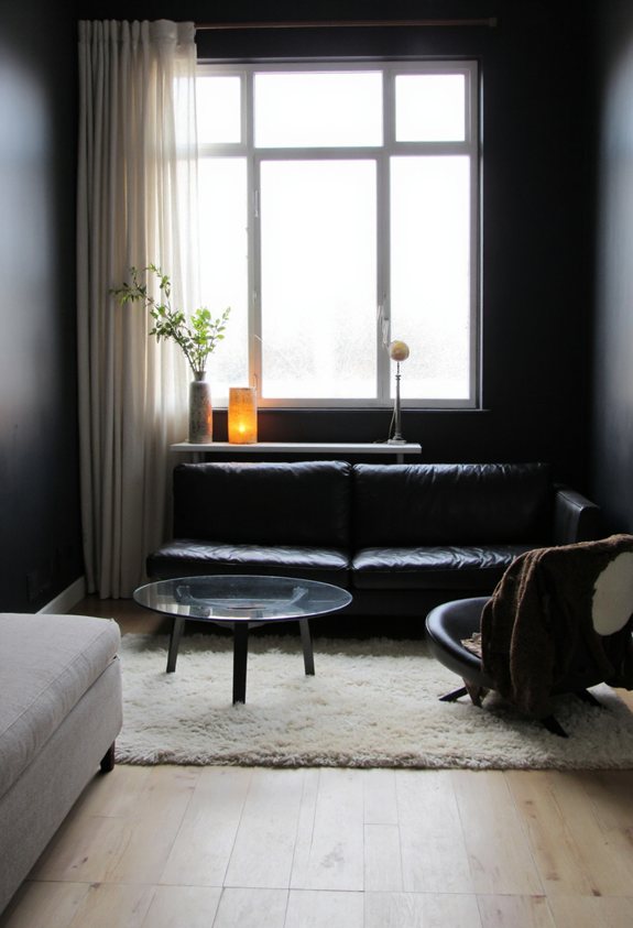 cozy contrast in tiny rooms
