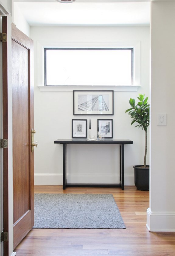 curated hallway with matching frames