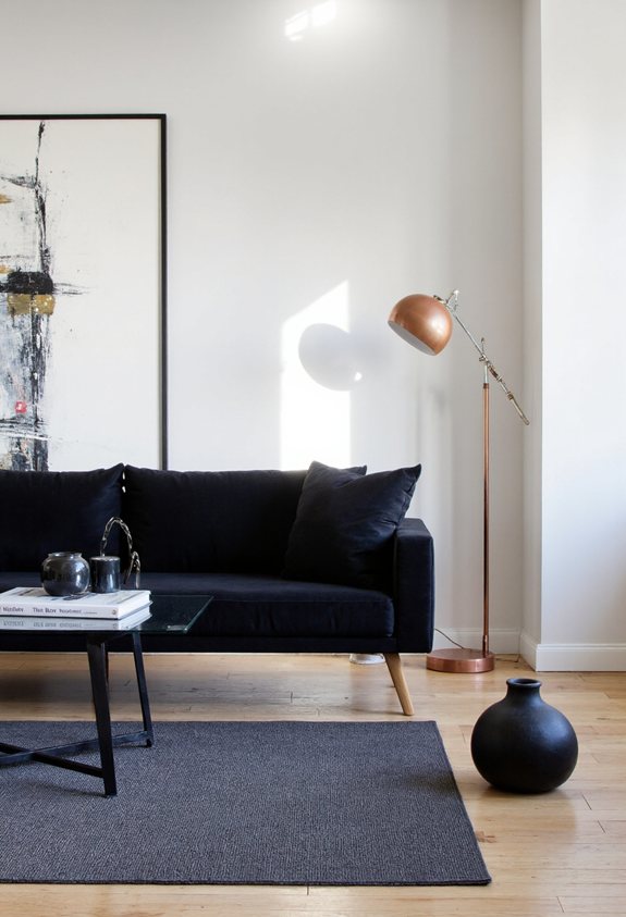 dark gallery with bold accents