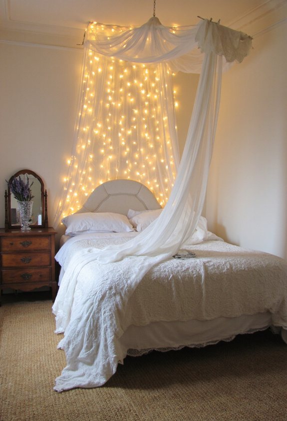 fairy lit dreamy bedroom