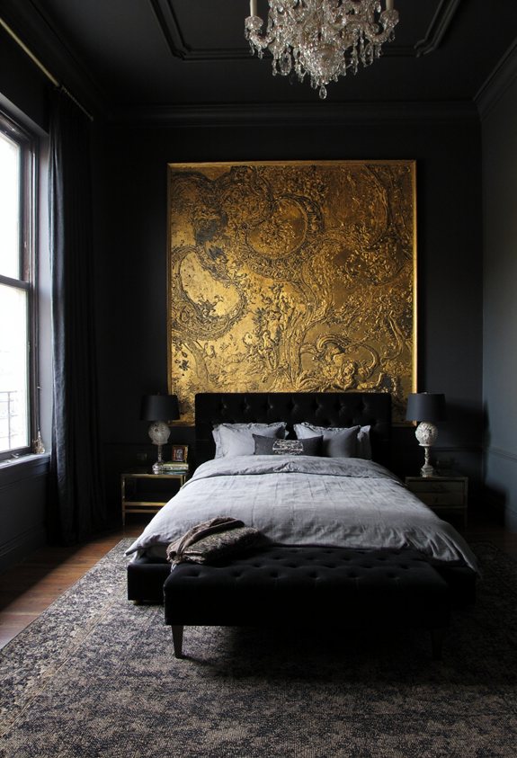 gold leaf bedroom focal point