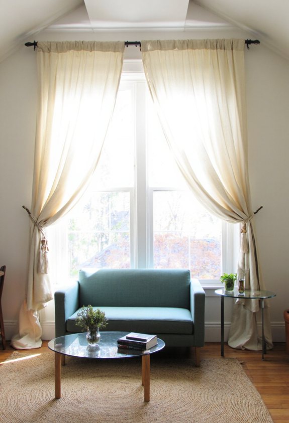 hang curtains high wide