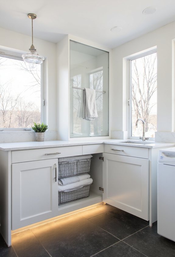 hidden pull out laundry basket