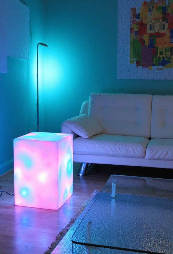 iridescent acrylic retro futuristic tables