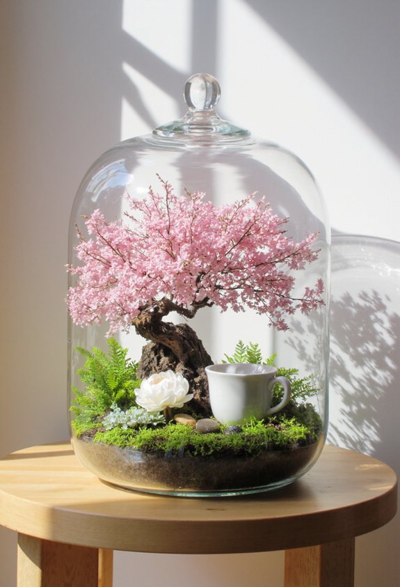 miniature cherry blossom terrarium