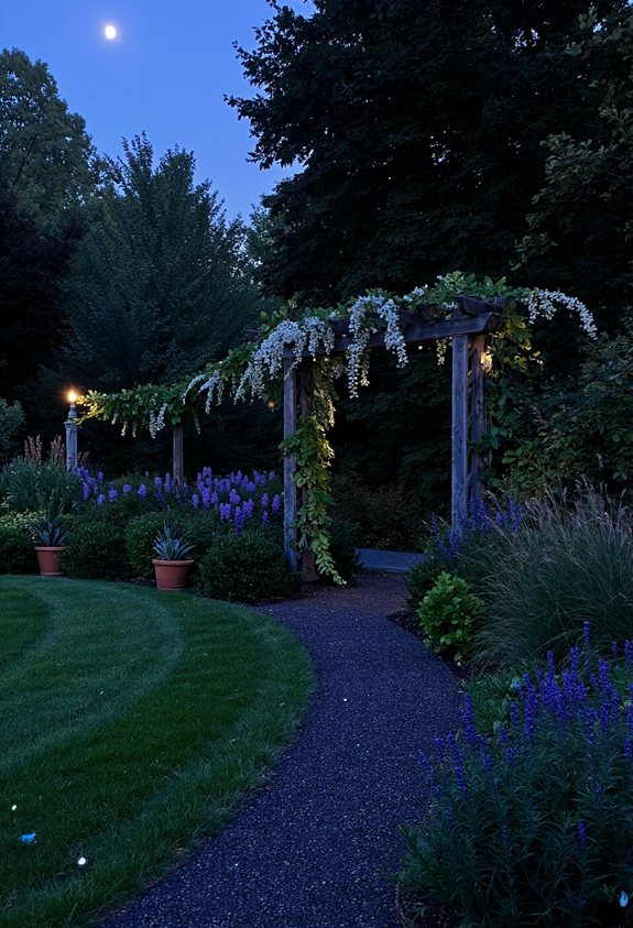 moonlit garden with silver foliage