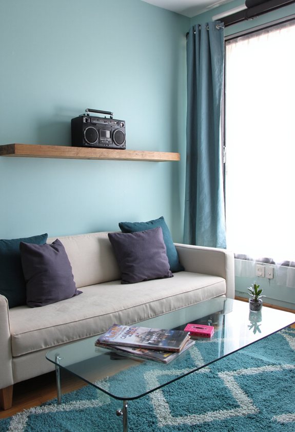 neon boombox shelf centerpiece