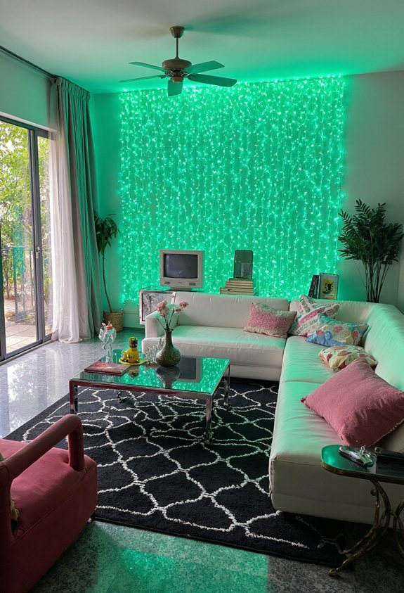 neon digital rain projection
