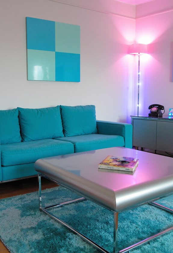 neon glowing metallic lounge