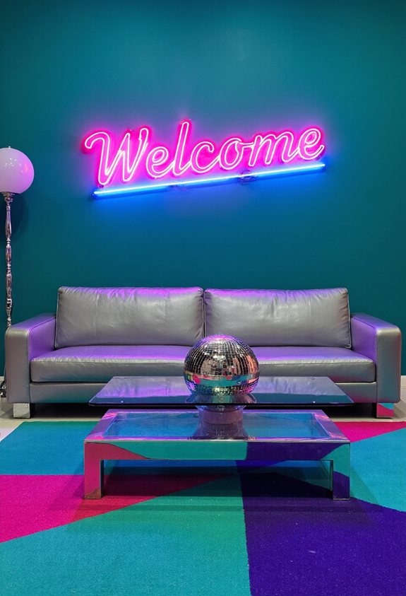neon lit y2k welcome