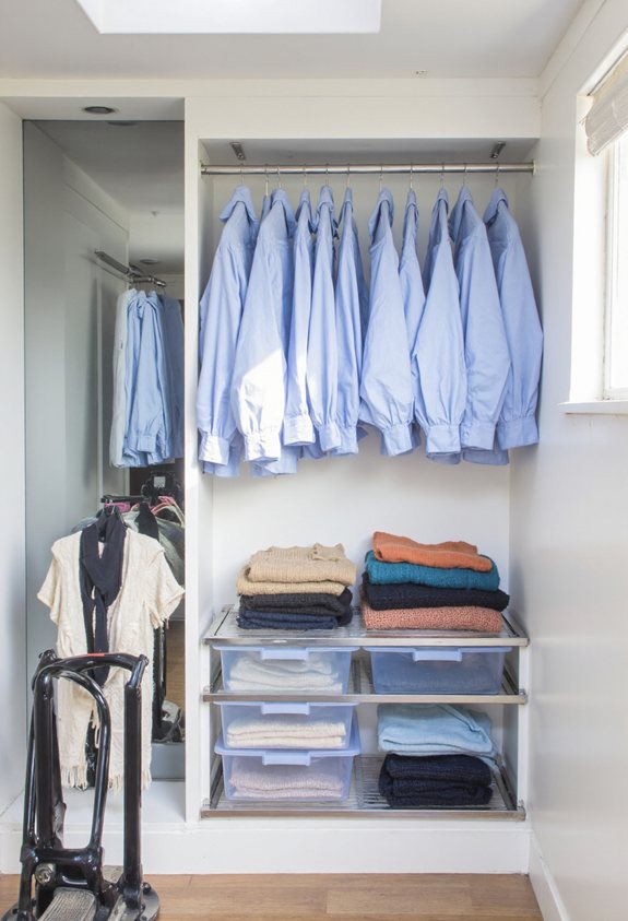 organized hanging closet setup