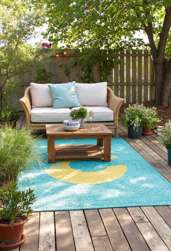 outdoor rugs define zones